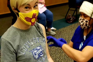 School teacher getting vaccinated in Lovington, NM