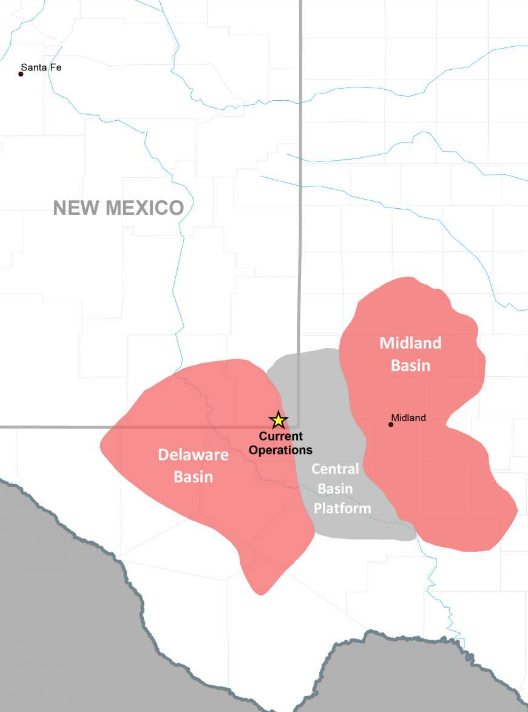 Map of proposed oil operations Texas and New Mexico