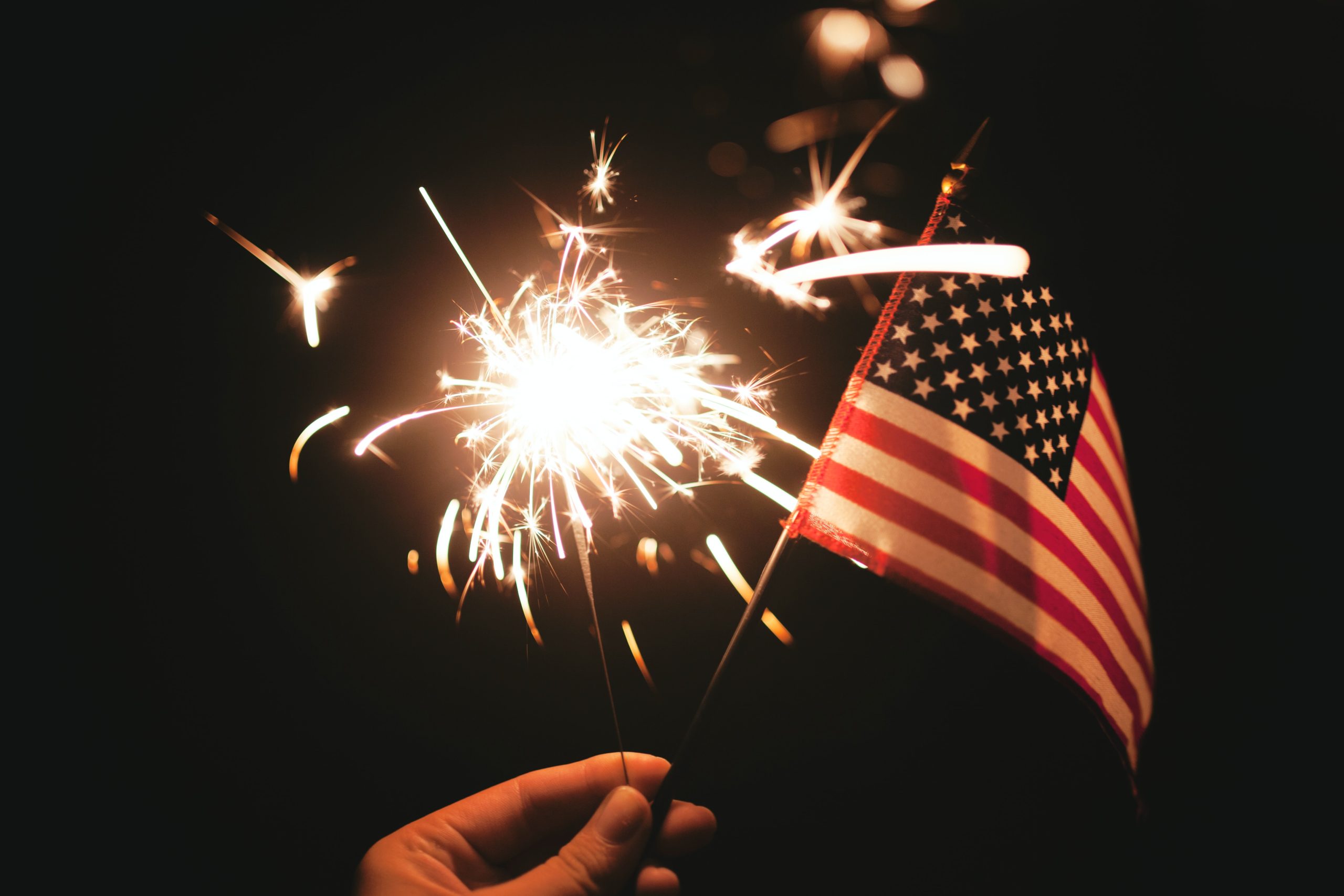 Fireworks, mini American flag