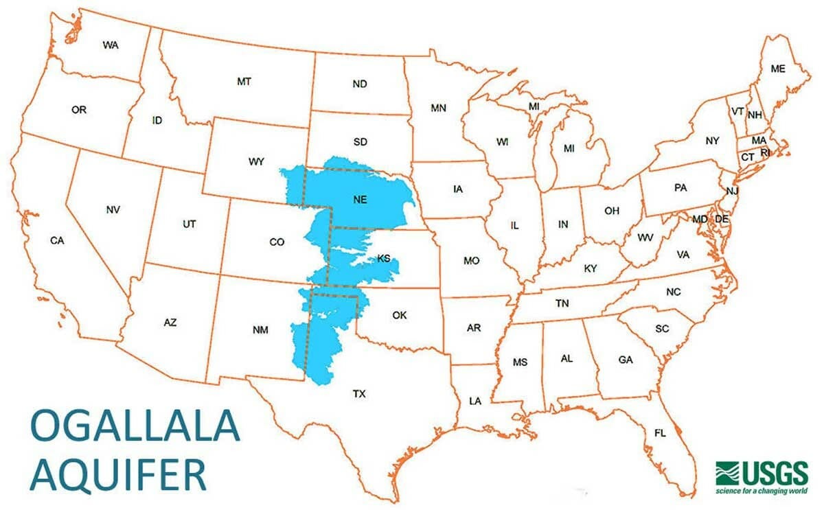 Ogallala Aquifer on US Map