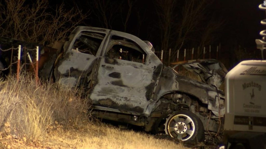 Dodge 2500 pickup burned after wreck
